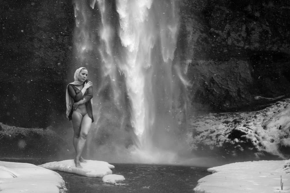 Winter Waterfall Figure by Angéla Vicedomini — canvas wall art