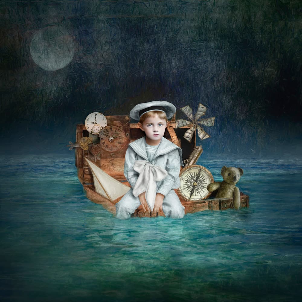 Little Sailor's Dream Voyage by Joan Blease — canvas wall art