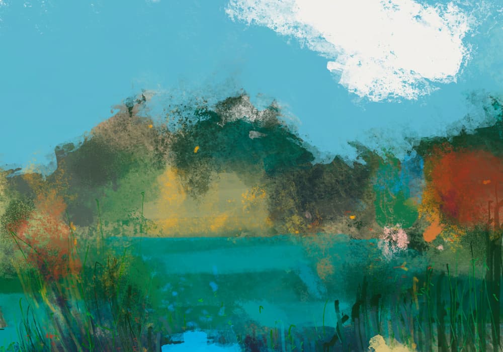 Vibrant Abstract Landscape by Cesare Bellassai Art — canvas wall art