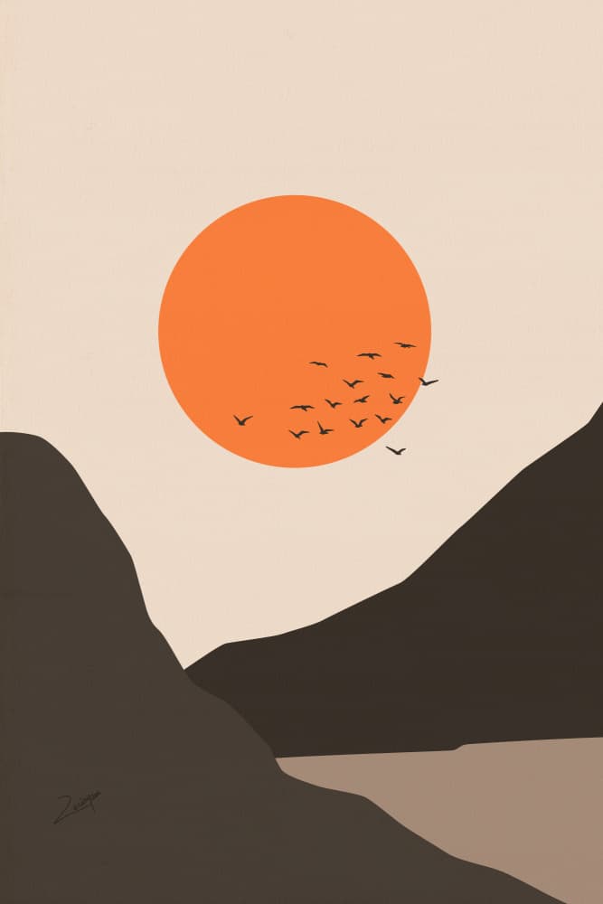 Serene Mountain Sunset by zarish chaudhry — canvas wall art