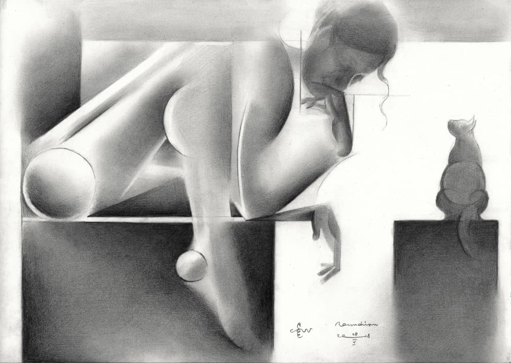 Pensive Woman Geometric Study by Corné Akkers — canvas wall art