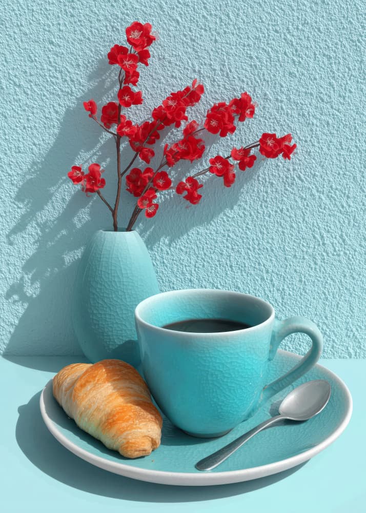 Morning Coffee Croissant by Justyna Jaszke — canvas wall art