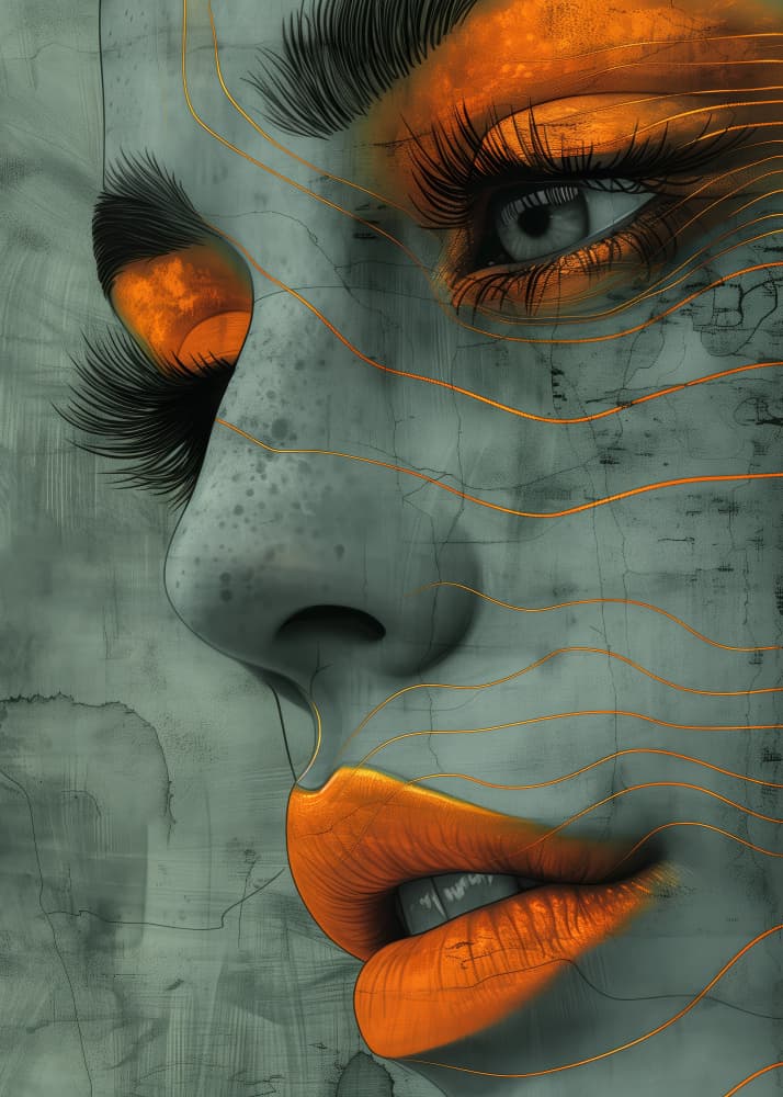 Abstract Orange Portrait by Justyna Jaszke — canvas wall art