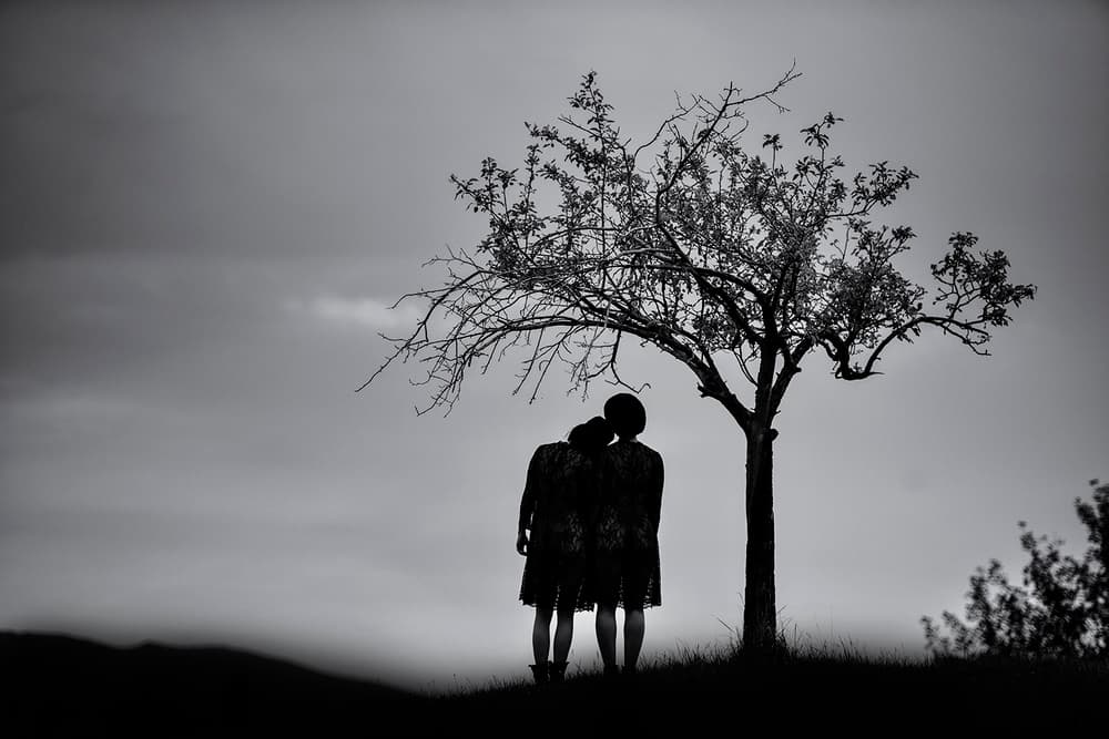 Couple Under Lone Tree by Alexandra Fira — canvas wall art