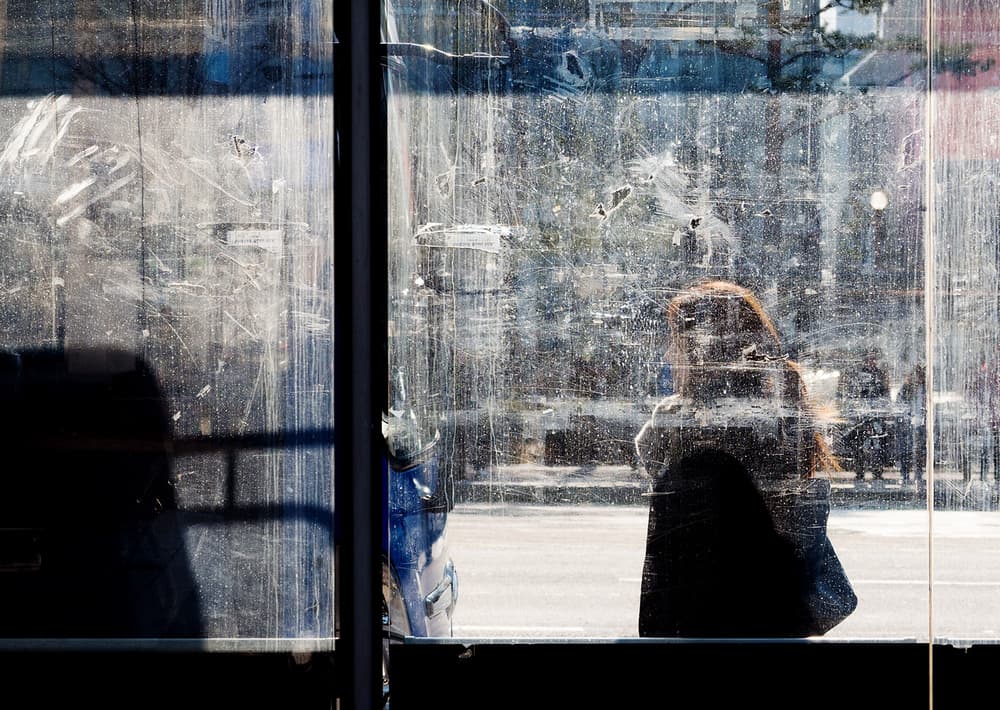 Woman Through Grimy Window by HAN dong hee — canvas wall art