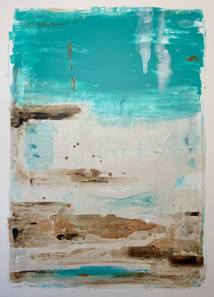 Coastal Teal Abstract by Gustaf Tidholm — canvas wall art