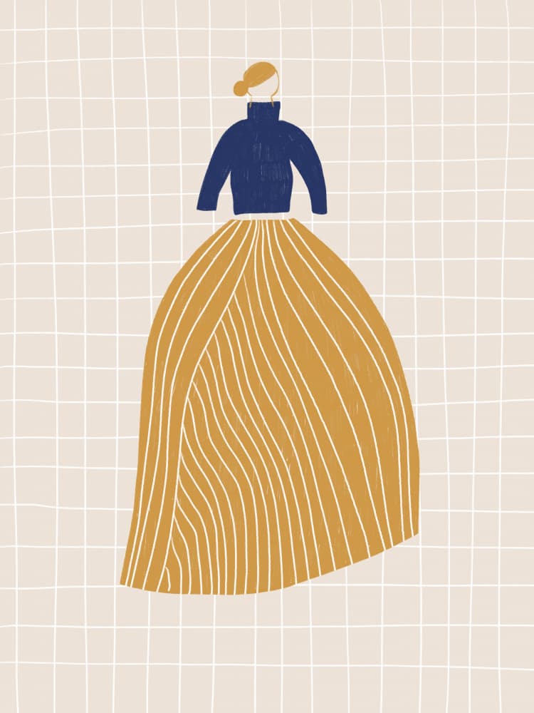 Blue Sweater Yellow Skirt by Menina Lisboa — canvas wall art