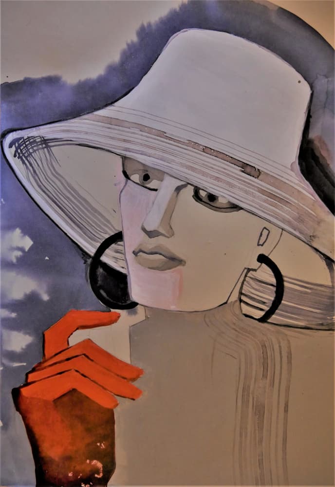 Stylish Woman in Hat by Doris Schmitz — canvas wall art