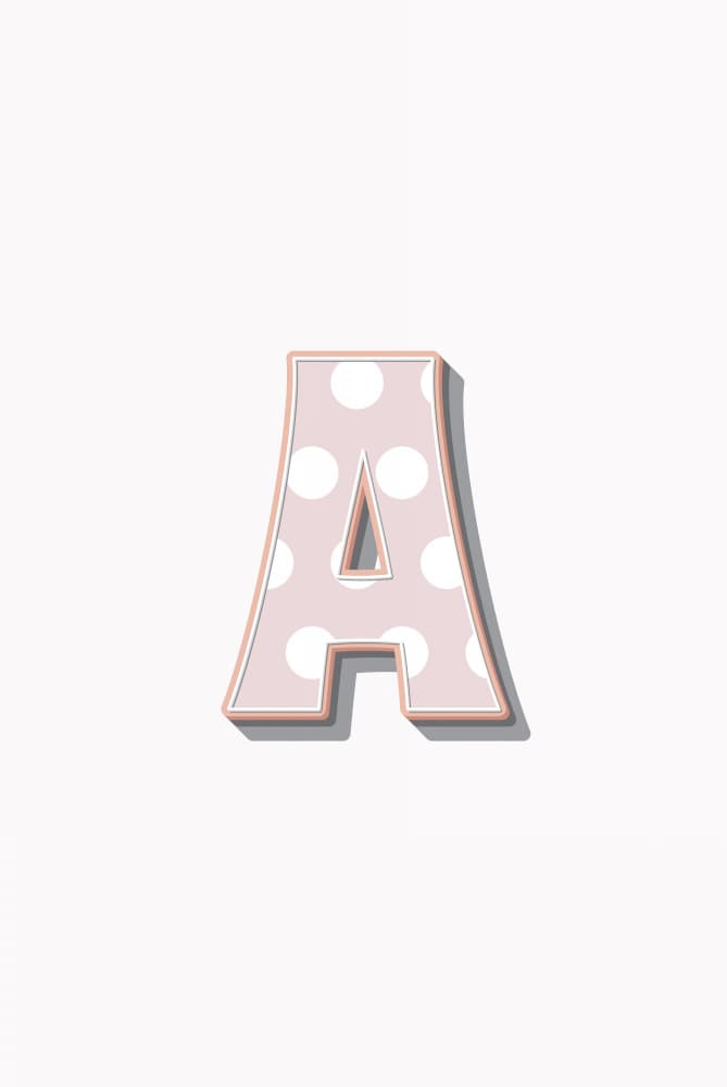 Pink Polka Dot Letter A by Oju Design — canvas wall art