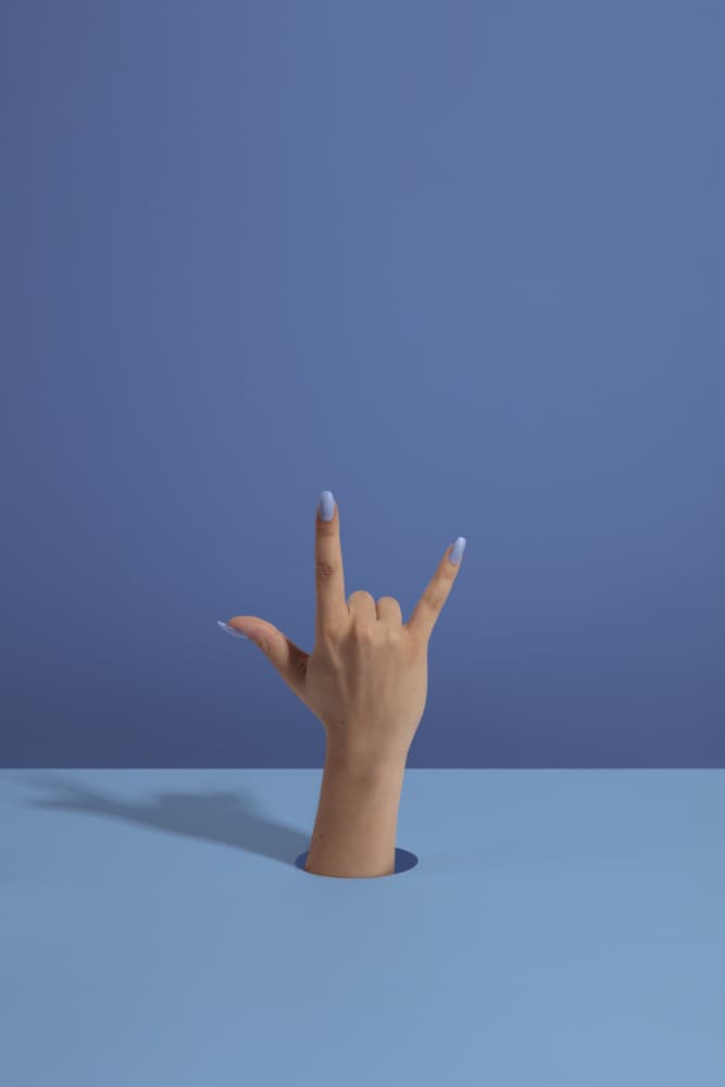 Rock On Blue Hand by Julia Ramiro — canvas wall art