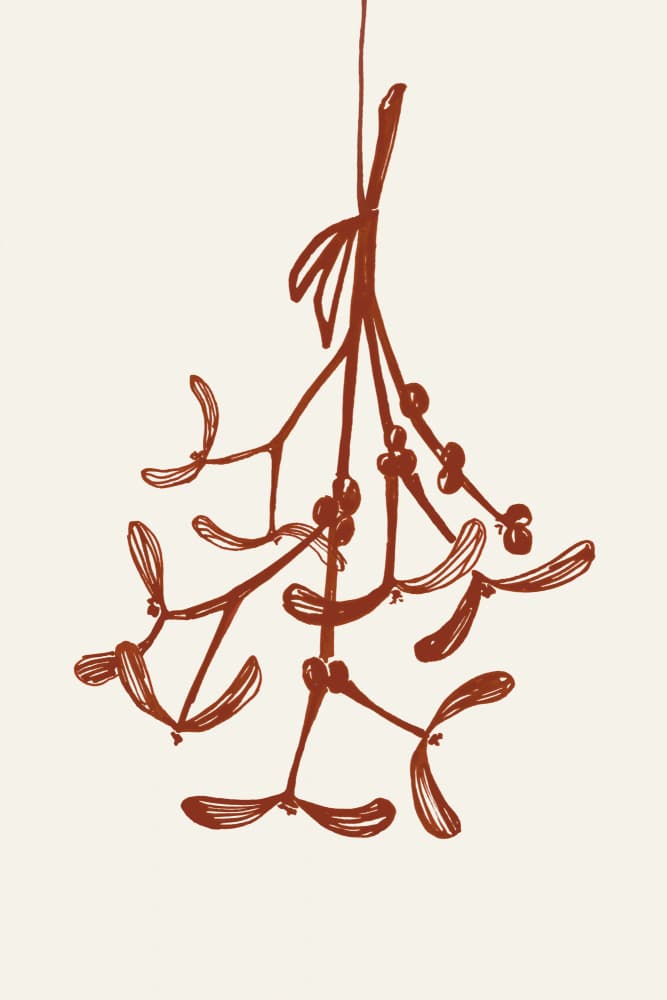 Christmas Mistletoe Kiss by Rosana Laiz Blursbyai — canvas wall art