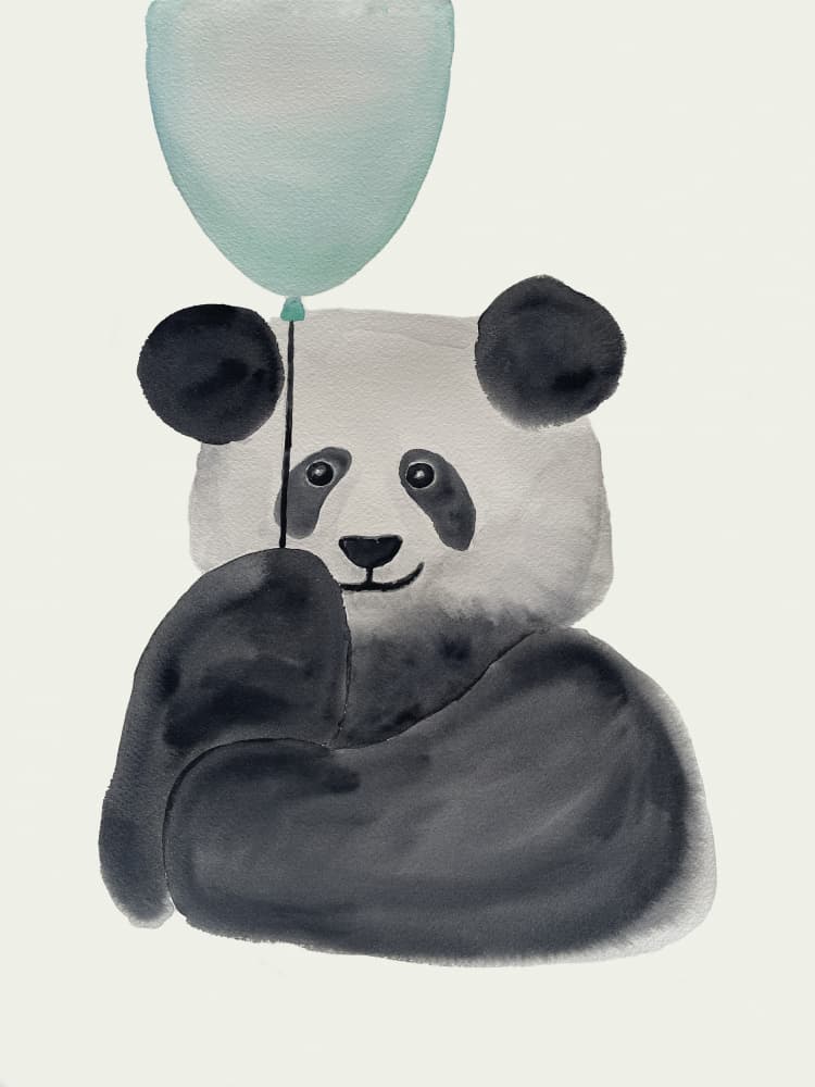 Cute Panda With Balloon by Carola Cedell — canvas wall art