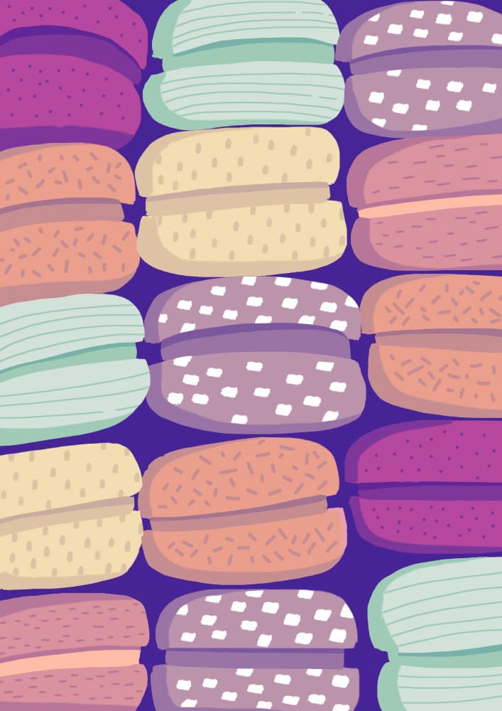 Sweet Colorful Macarons by Magdalena Herichova — canvas wall art
