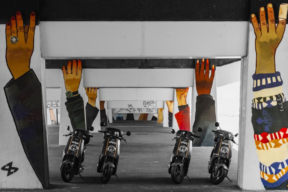 Colorful Hands And Scooters by Greetje van Son — canvas wall art