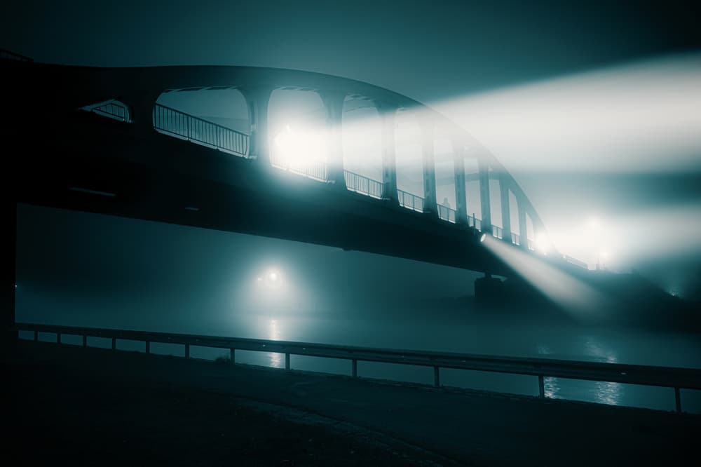 Misty Night Bridge by Marc Huybrighs — canvas wall art