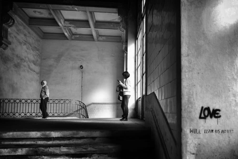Urban Stairs and Love by Jorge Pimenta — canvas wall art
