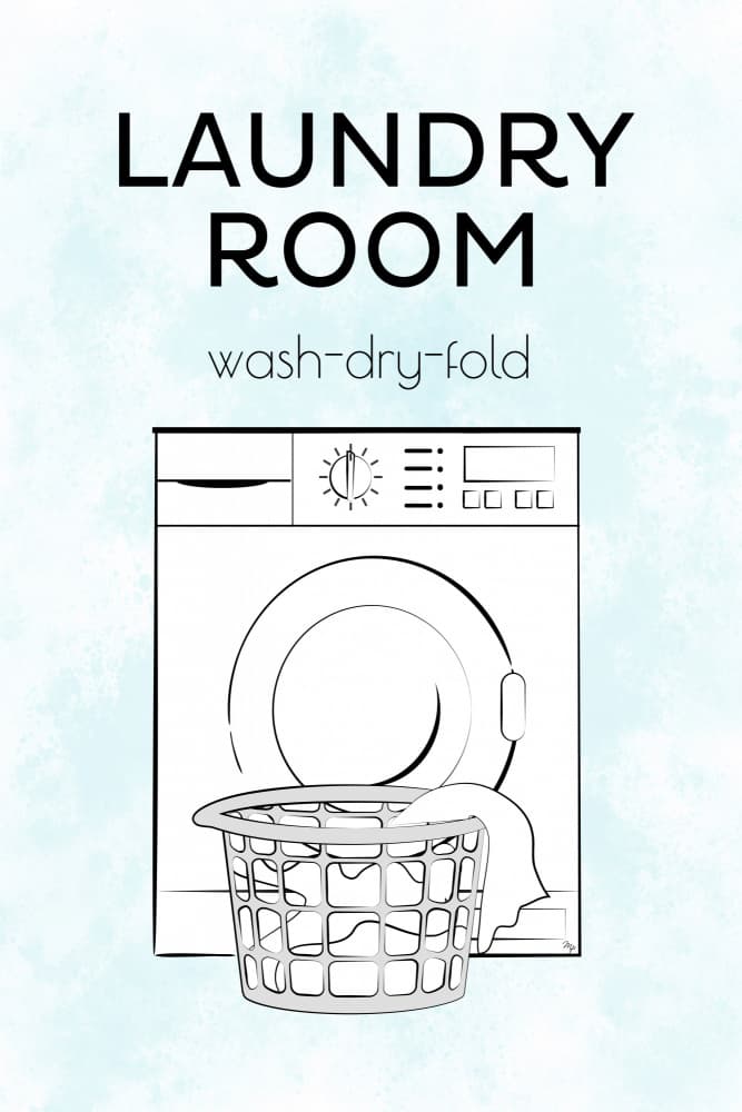 Laundry Room Wash Dry Fold by Martina — canvas wall art