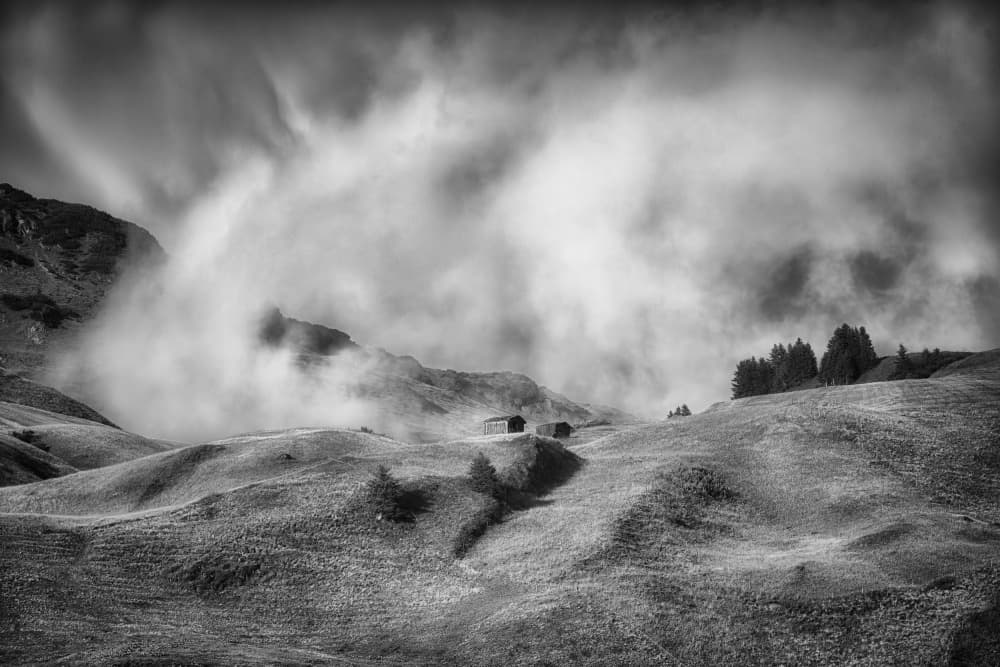 Misty Mountain Landscape by Uschi Hermann — canvas wall art