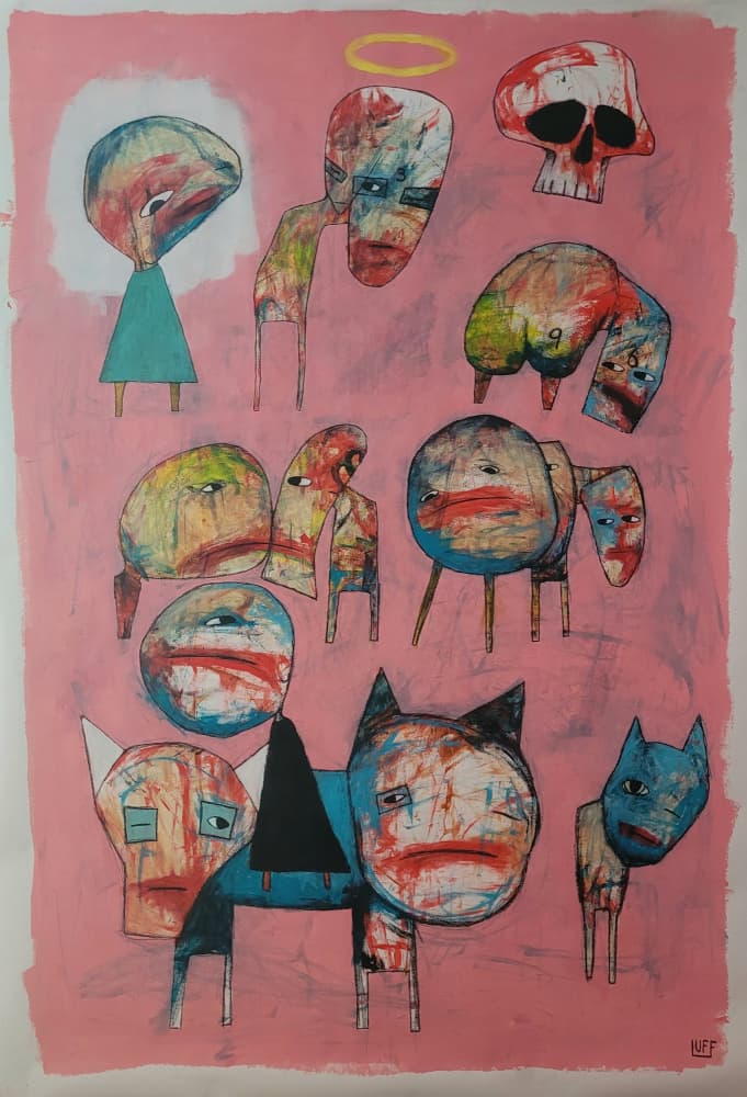 Strange Pink Figures by Sam Luff — canvas wall art