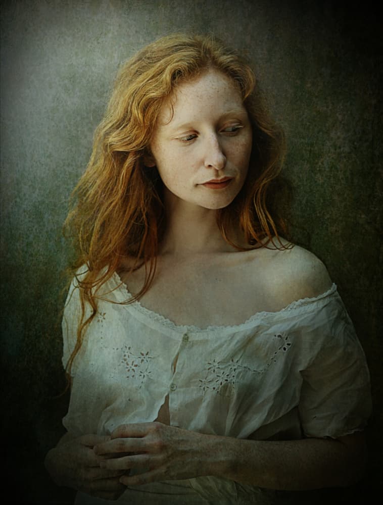 Pensive Redhead Portrait by kenp — canvas wall art