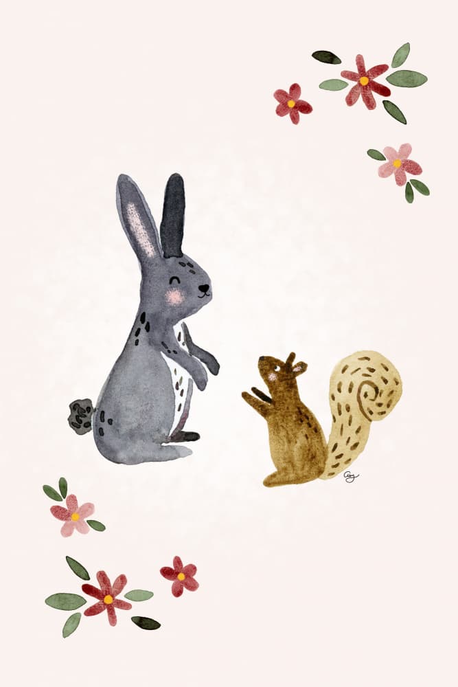 Cute Woodland Friends by Abigail Morales — canvas wall art