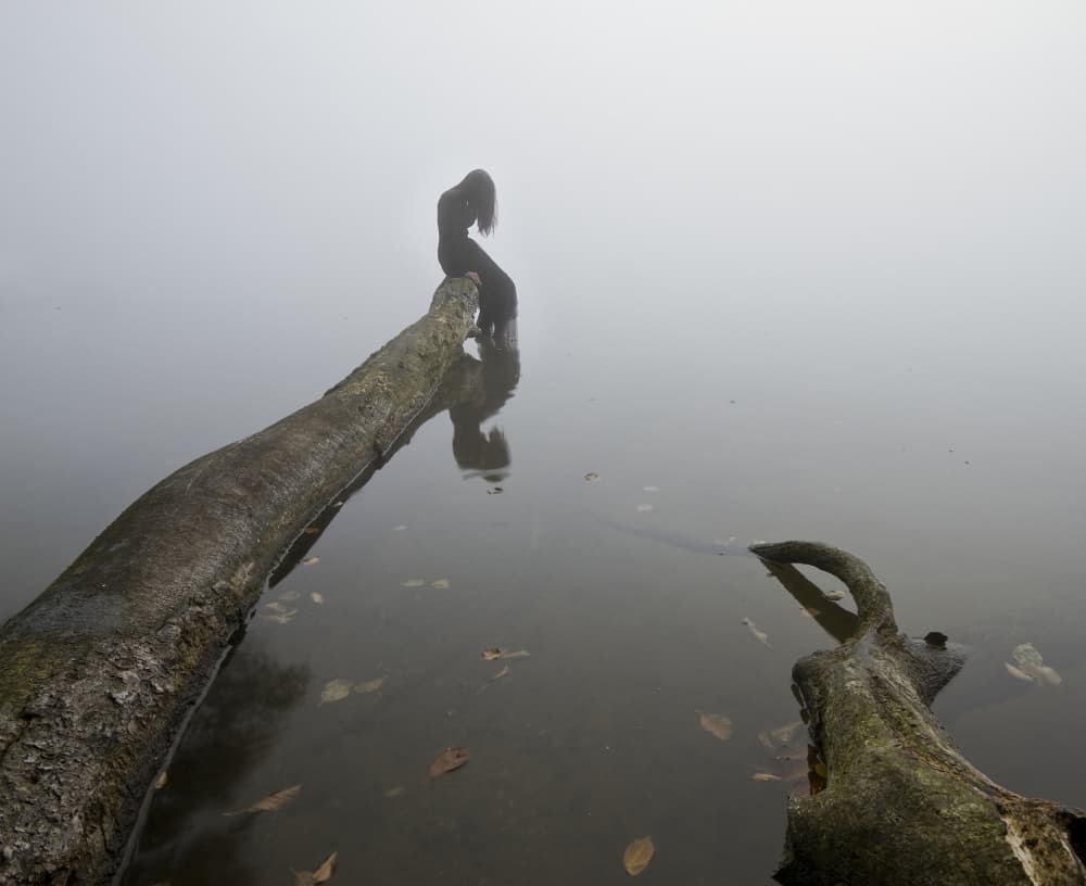 Solitary Figure in Fog by Leszek Paradowski — canvas wall art
