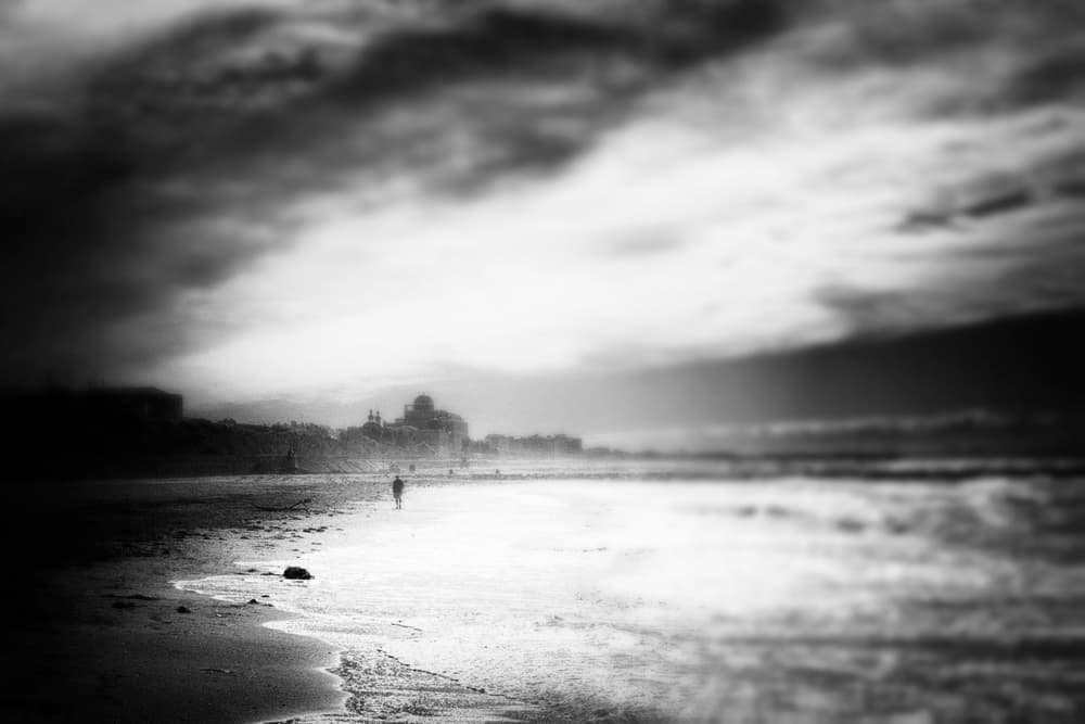 Moody City Beach Walk by Enrico Facchetti — canvas wall art