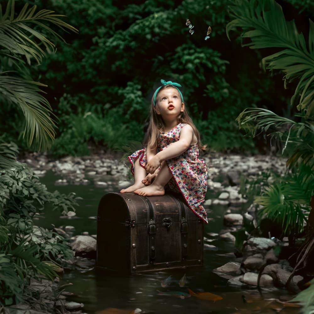 Little Girl's Jungle Dream by Robert Girmencea — canvas wall art