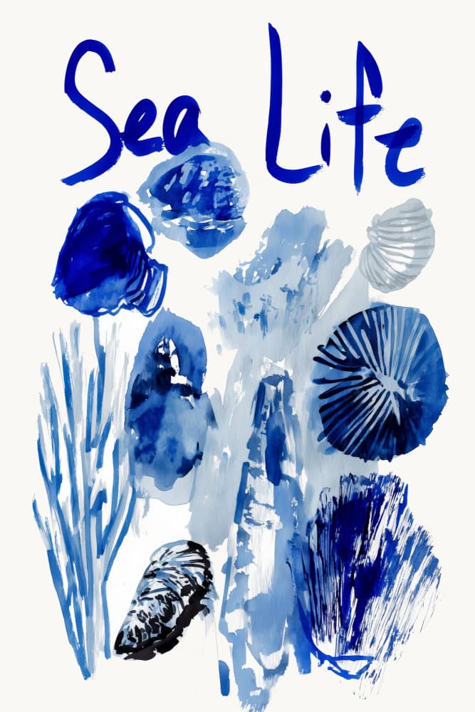 Indigo Sea Life Watercolor by Treechild — canvas wall art