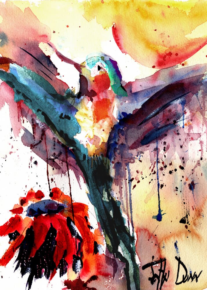 Vibrant Hummingbird Bloom by John Dunn — canvas wall art