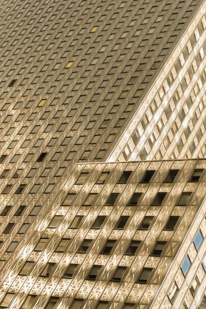 Golden Geometric Facade by Damian Stopczynski — canvas wall art