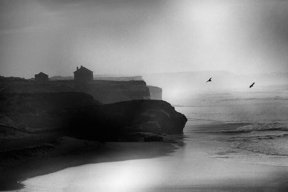 Coastal Cliffs and Houses by Olavo Azevedo — canvas wall art