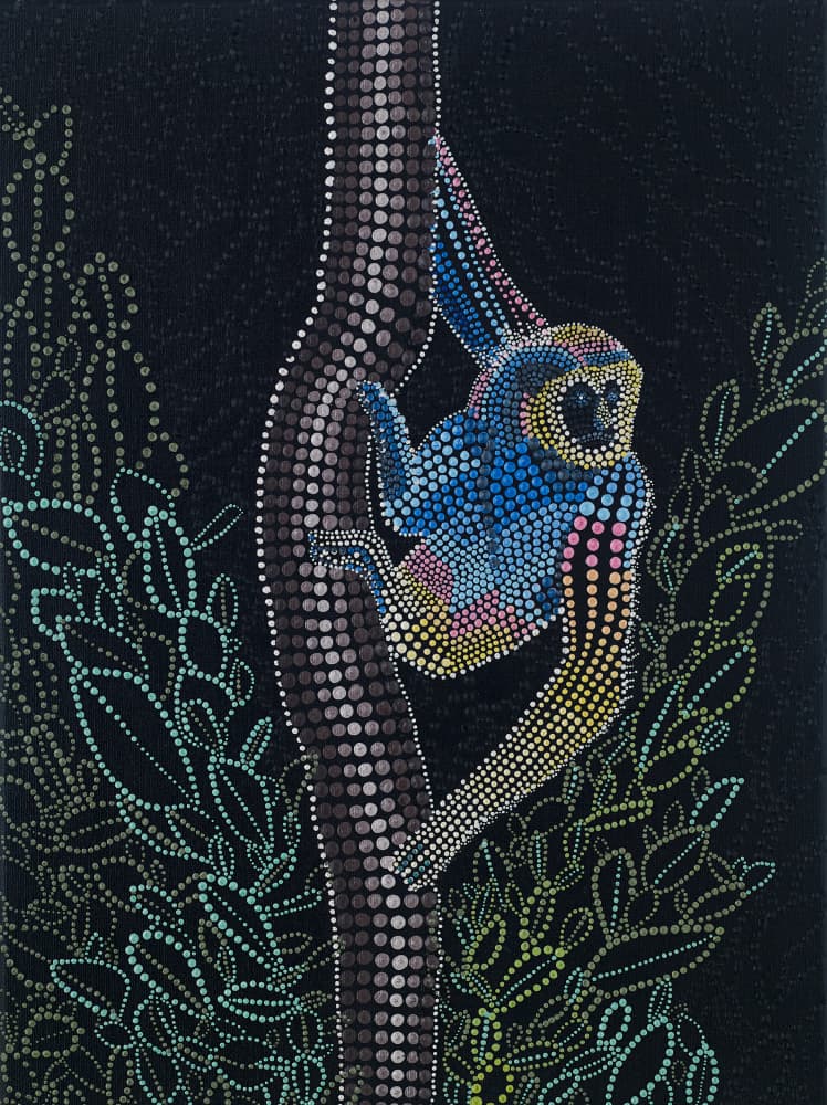 Vibrant Dot Gibbon by Amy Diener — canvas wall art