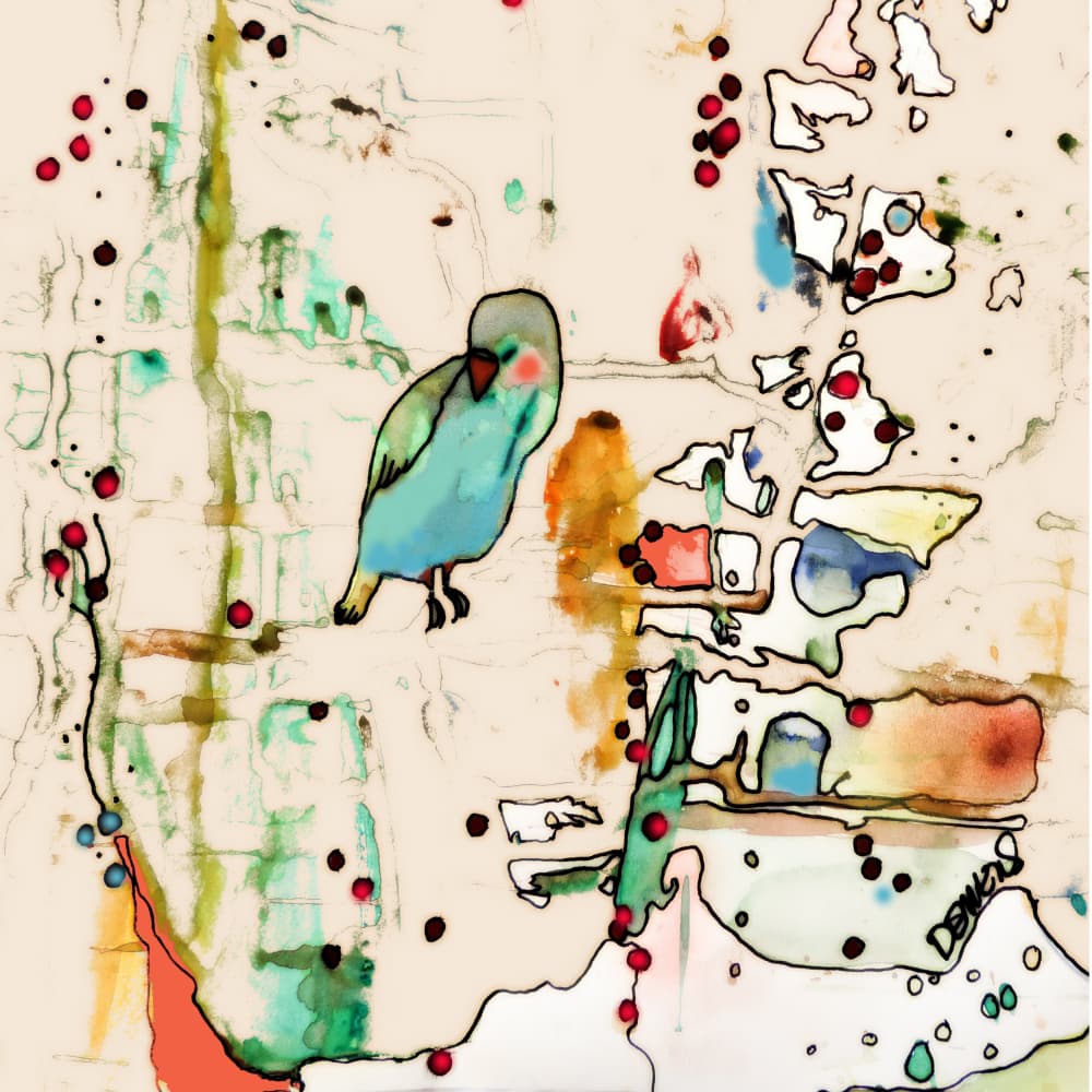 Whimsical Blue Budgie by Sylvie Demers — canvas wall art