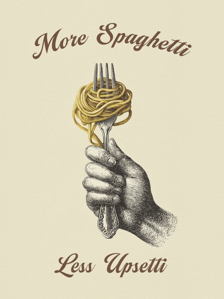 More Spaghetti Less Upsetti by Andreas Magnusson — canvas wall art