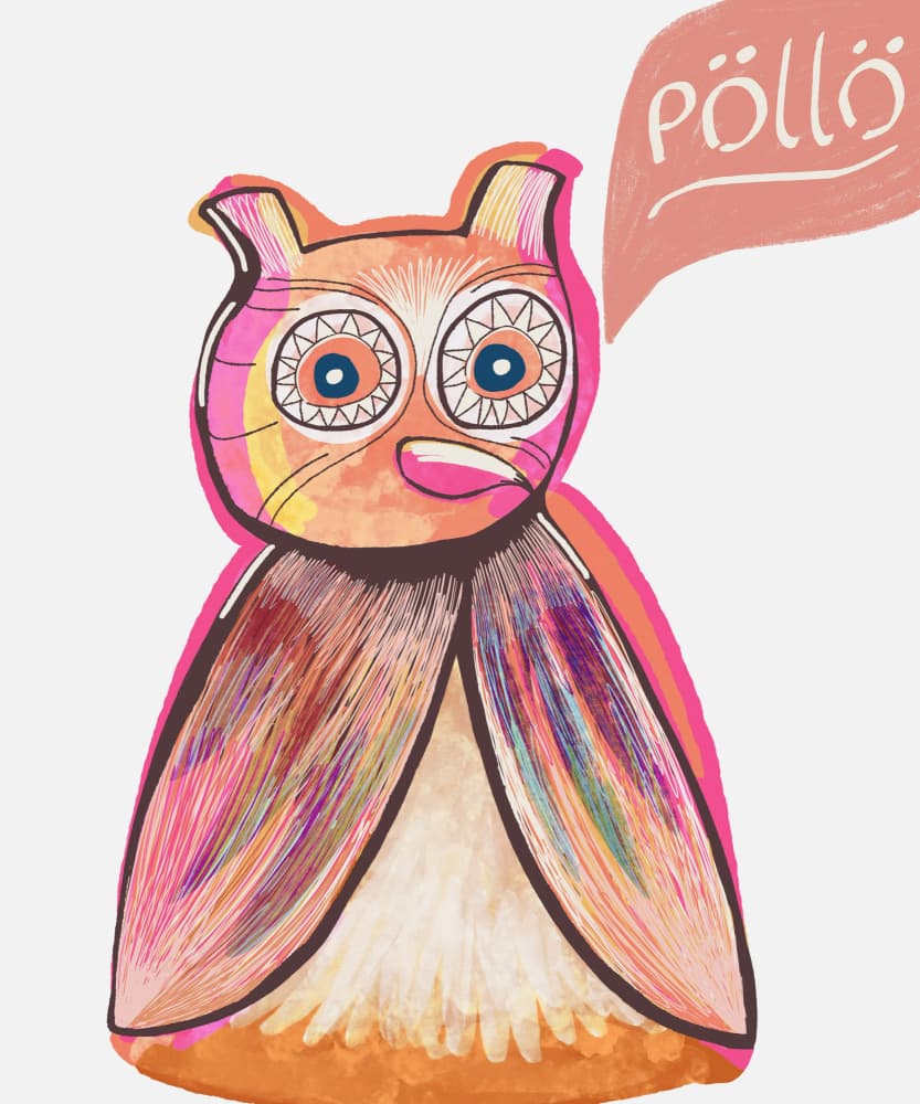 Playful Colorful Owl by Elli’s illustrations — canvas wall art