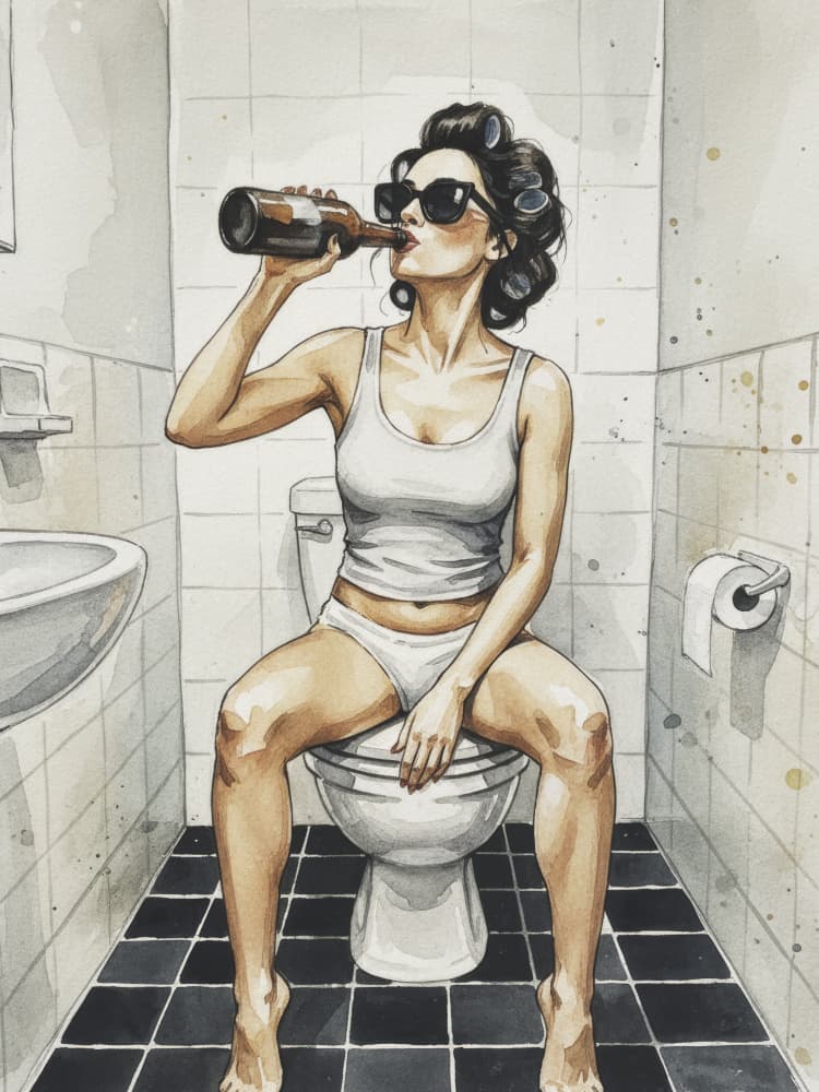 Bathroom Beer Break by Andreas Magnusson — canvas wall art