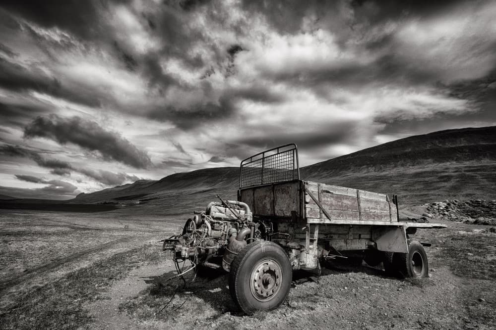 Forgotten Truck Dramatic Sky by Þorsteinn H. Ingibergsson — canvas wall art