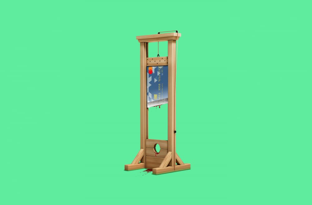Credit Card Guillotine by Artem Pozdniakov — canvas wall art