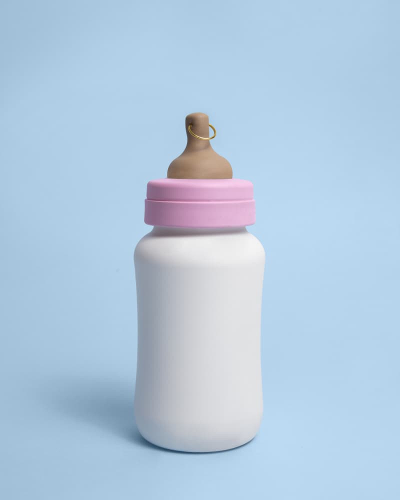 Pink Baby Bottle by Julia Ramiro — canvas wall art