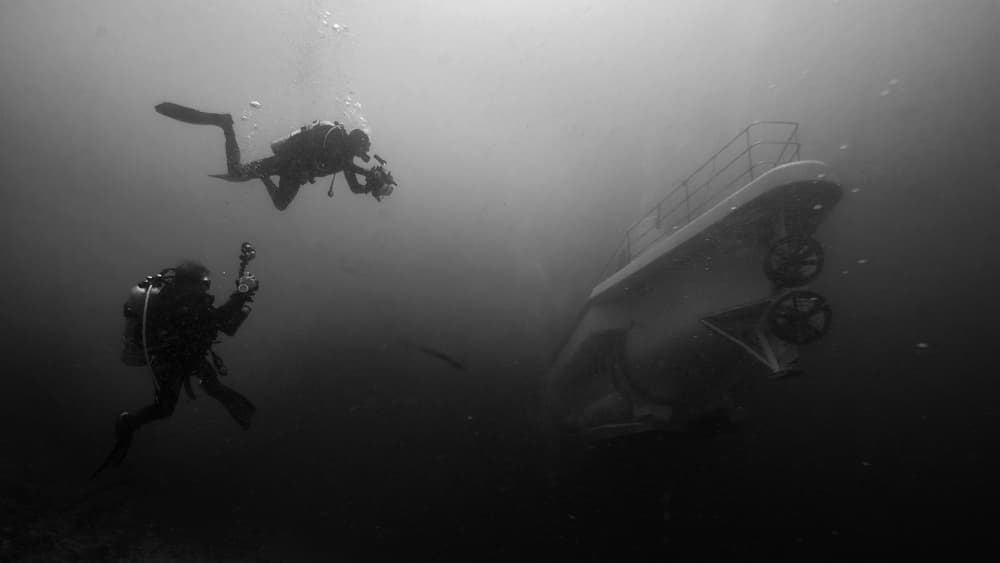 Underwater Submarine Divers by Marcel Rebro — canvas wall art