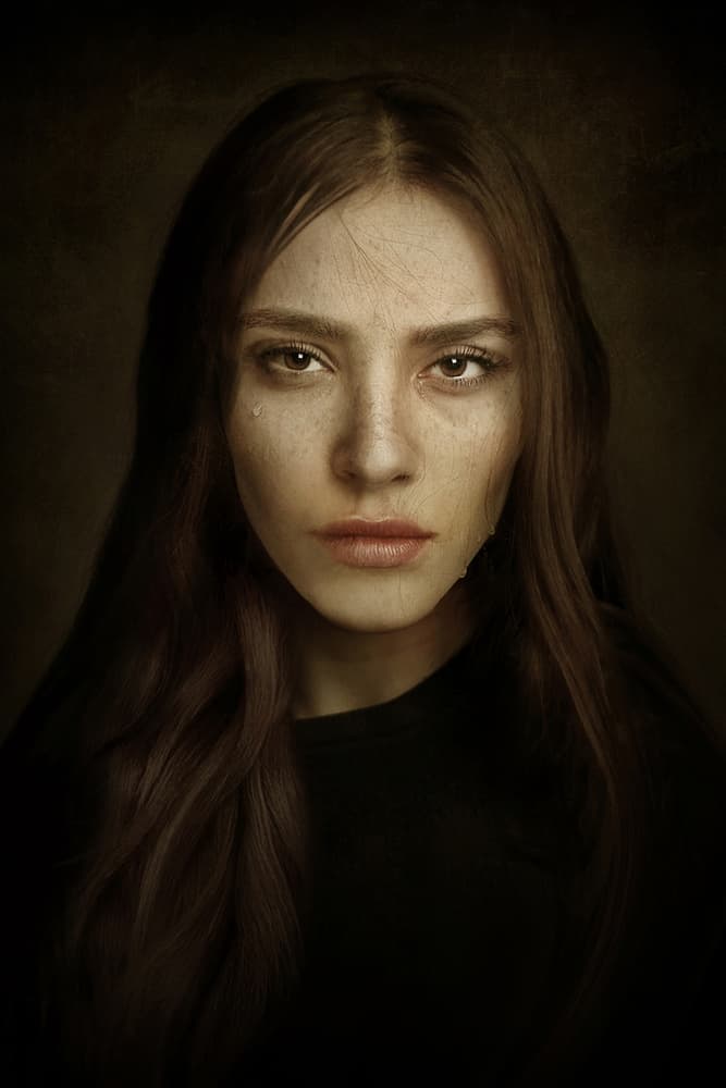 Emotional Crying Woman by Moein Hasheminasab — canvas wall art