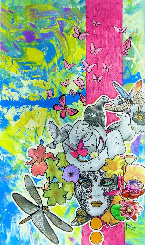 Vibrant Mask Collage by Anda Bieza — canvas wall art