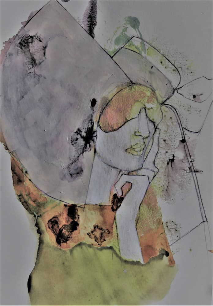 Abstract Pensive Woman by Doris Schmitz — canvas wall art
