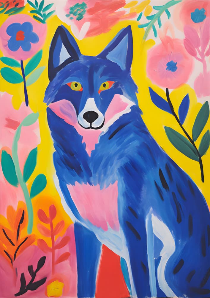 Vibrant Blue Wolf by Andreas Magnusson — canvas wall art