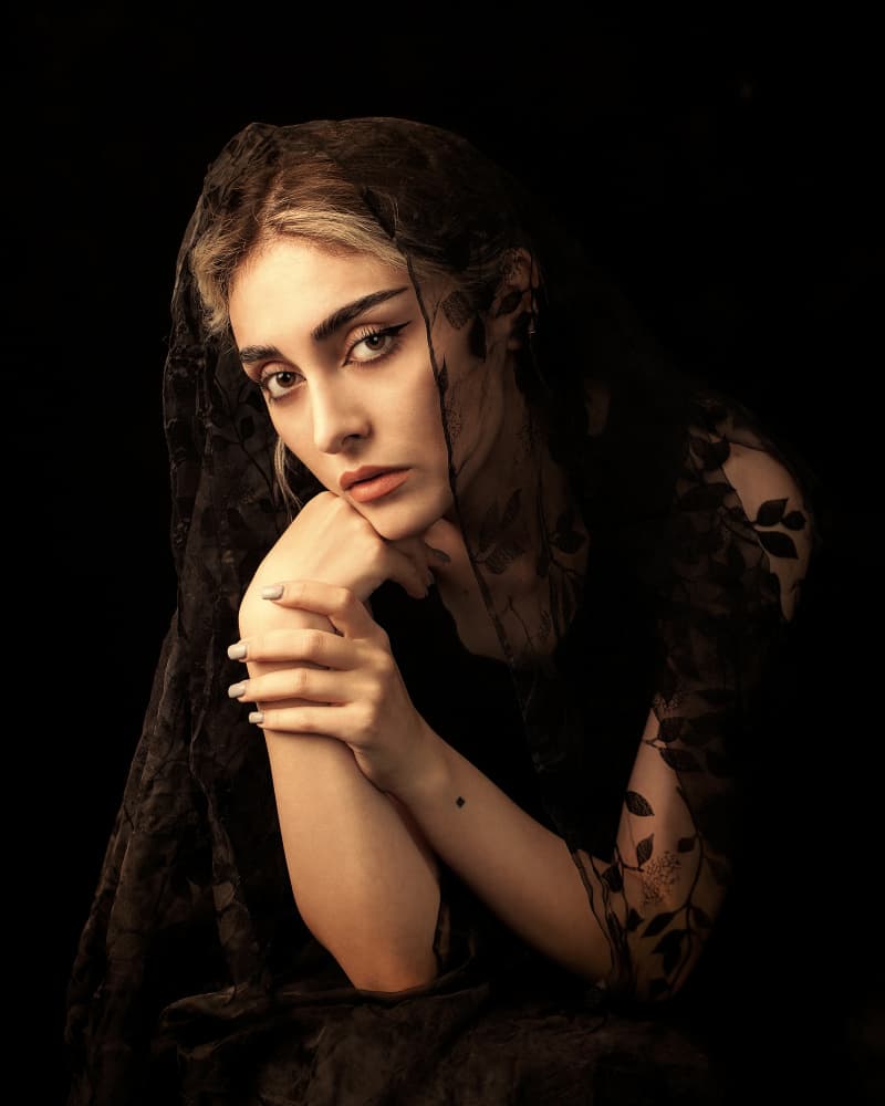 Pensive Woman in Veil by Mehdi Mokhtari — canvas wall art