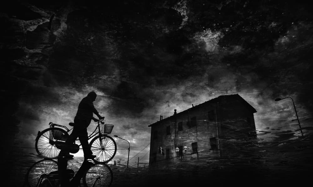 Dark Night Bicycle Ride by Antonio Grambone — canvas wall art