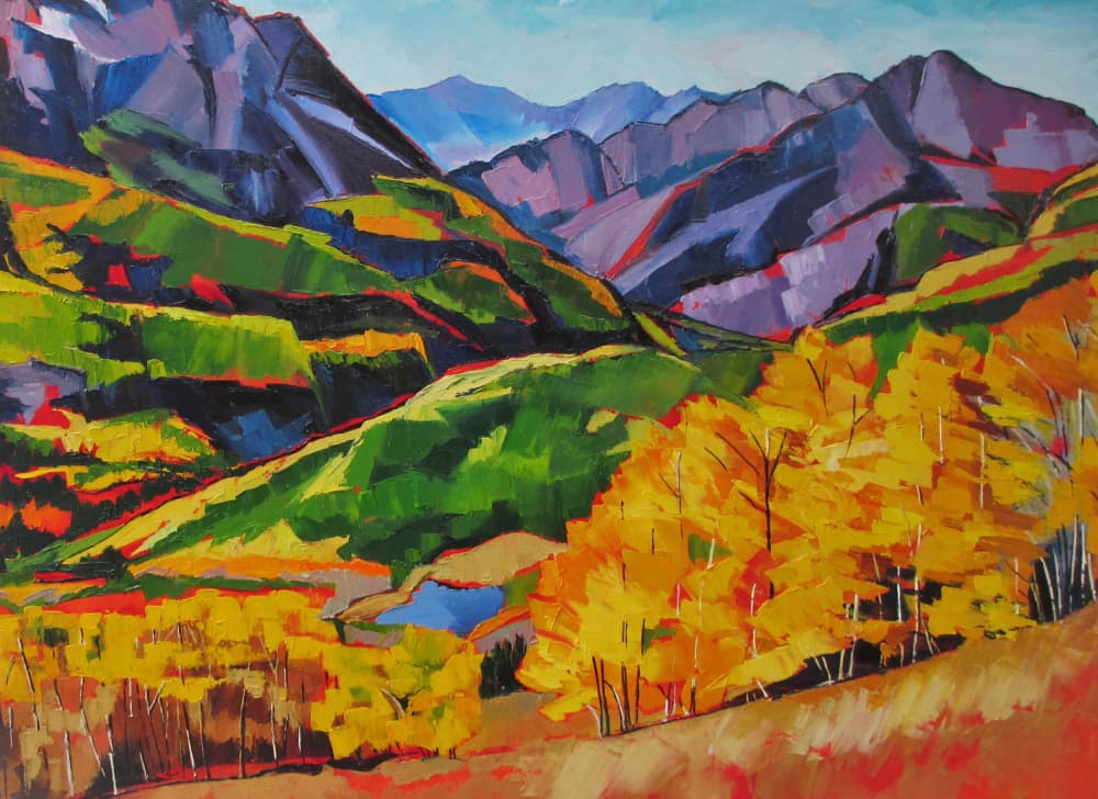 Vibrant Autumn Mountains by Maxine Shore — canvas wall art