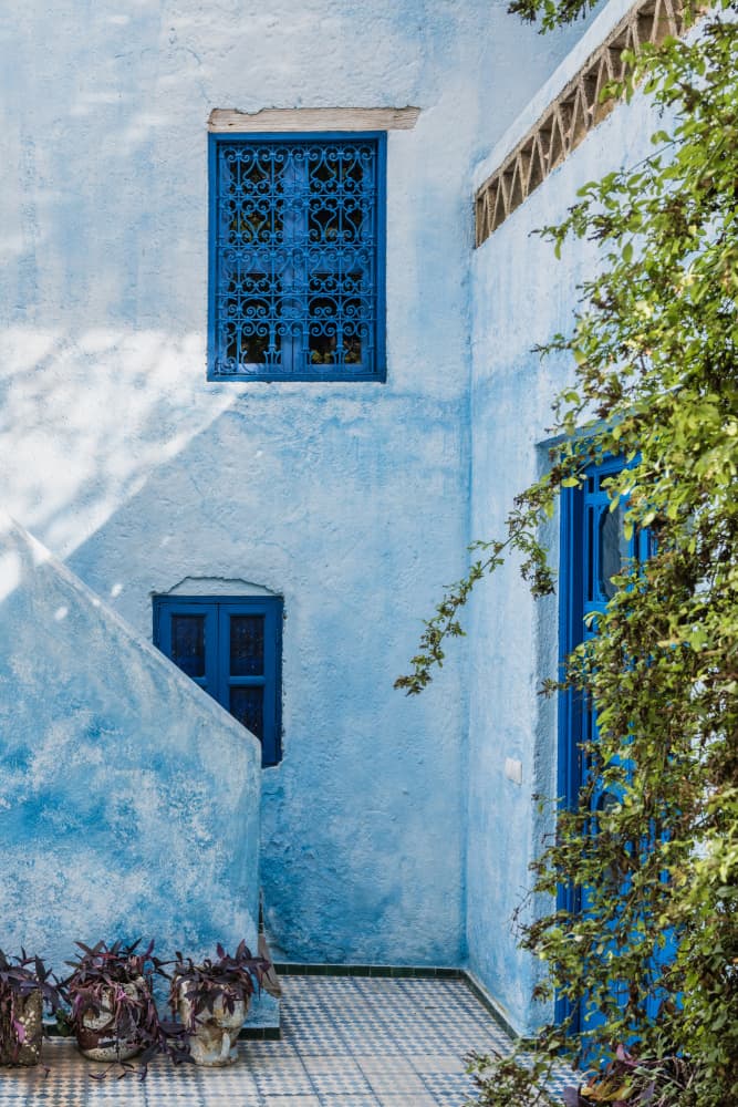 Blue Mediterranean Courtyard by Photolovers — canvas wall art