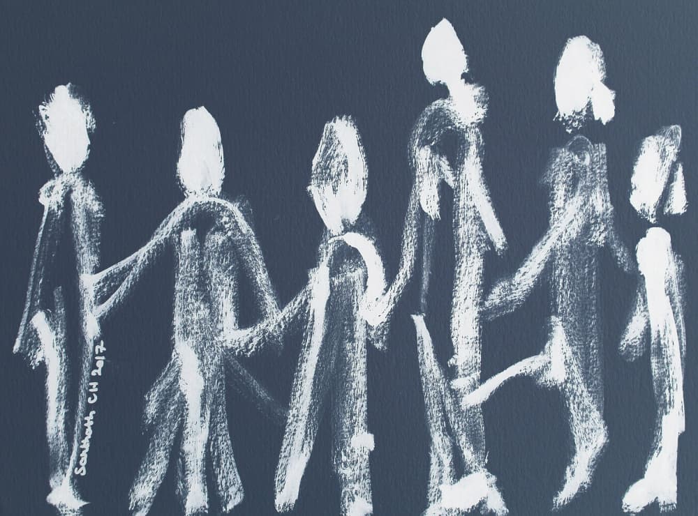 Abstract Figures Holding Hands by Santhosh ch — canvas wall art